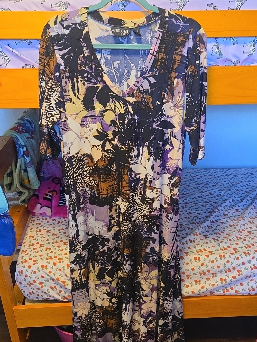 Attitudes by Renee Floral Maxi Dress in Purple, Black and Cream
